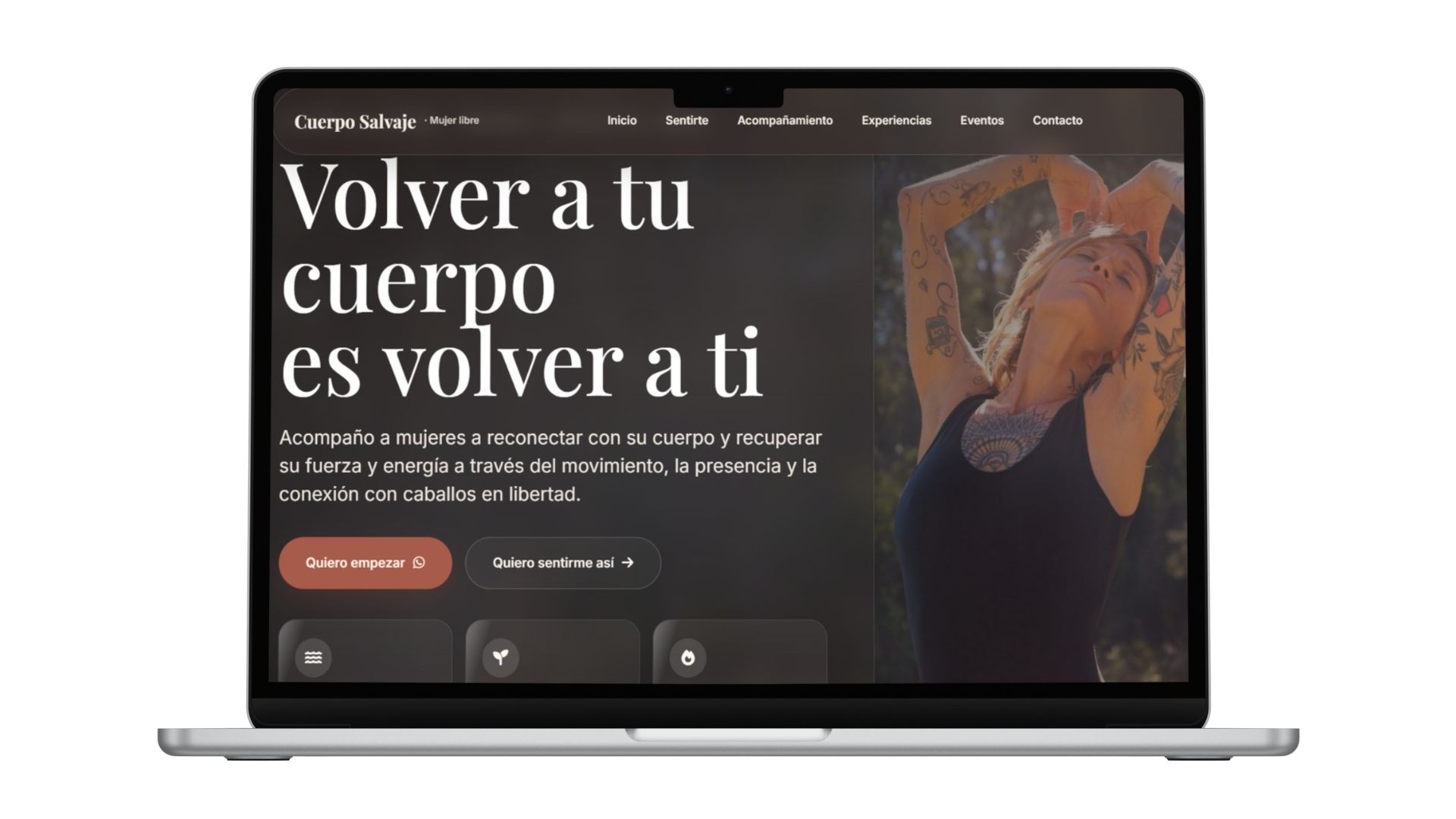 Mockup de la web de Cuerpo Salvaje